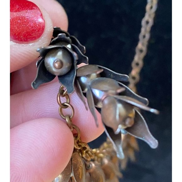 MCM Pearl(?) and Copper Hops Necklace, 21" - Picture 4 of 6